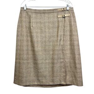 Maggie McNaughton Womens Skirt Plaid Stretch Elastic Waist‎ Lined Zip Tan Sz 16W